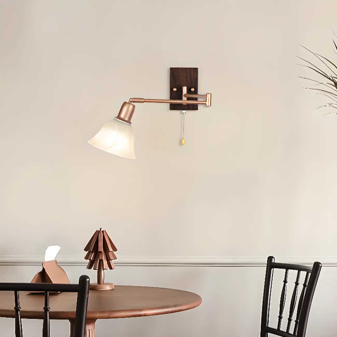 Modern Swing Arm Wall Light with White Glass Shade Image - 8 | homeyfad