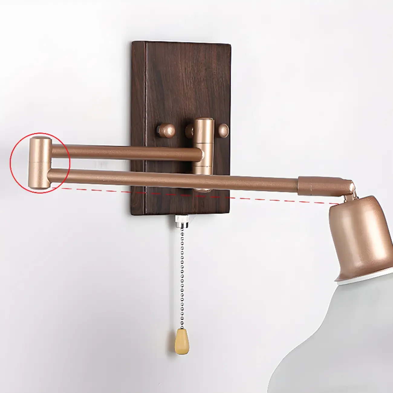 Modern Swing Arm Wall Light with White Glass Shade Image - 19