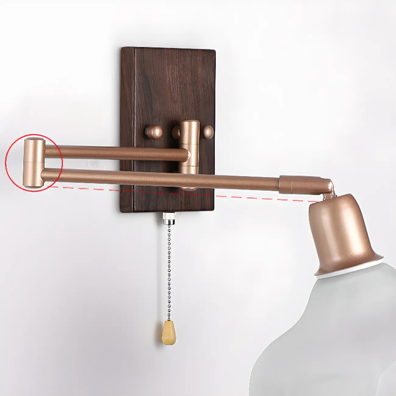 Modern Swing Arm Wall Light with White Glass Shade Image - 20 | homeyfad