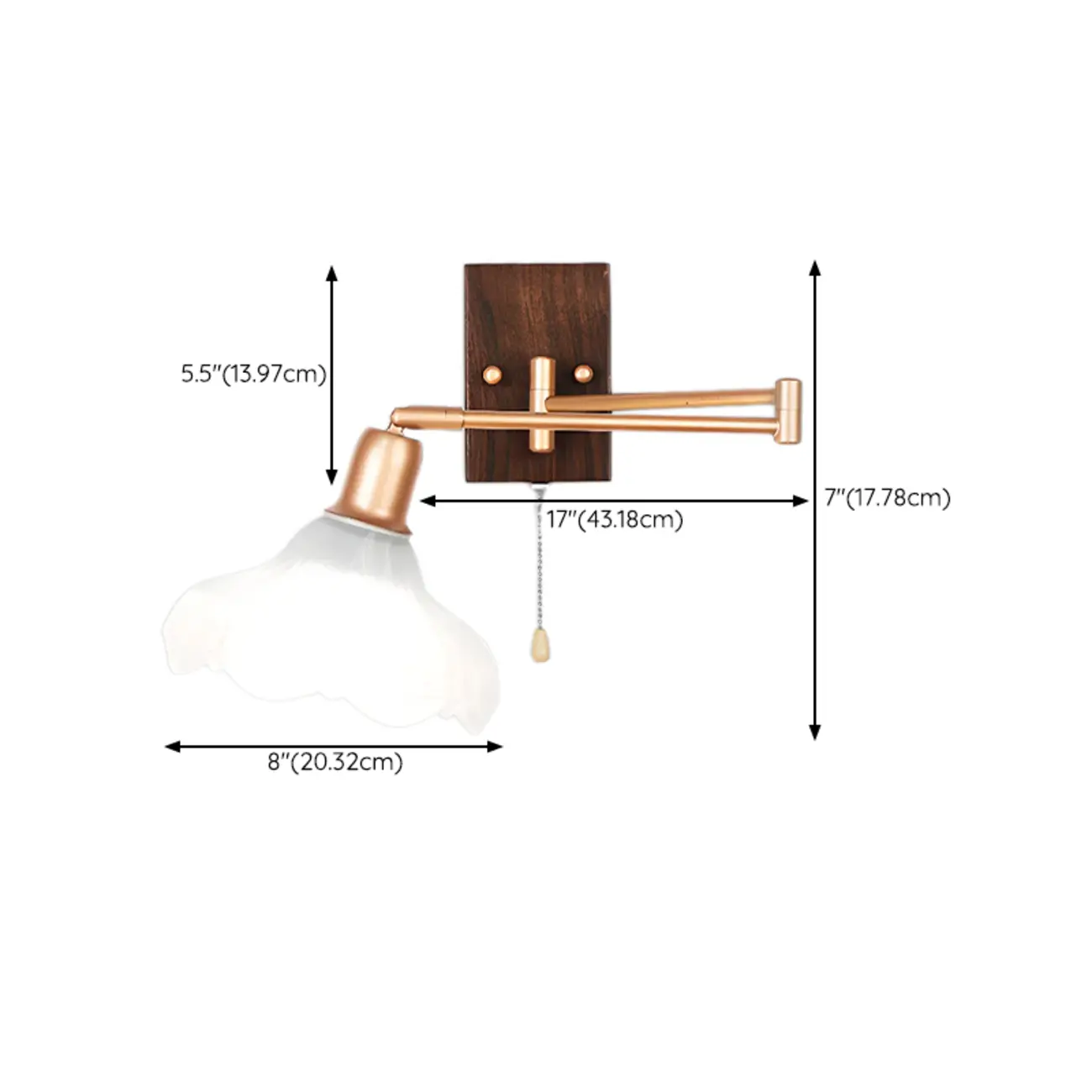 Modern Swing Arm Wall Light with White Glass Shade Image - 25 | homeyfad