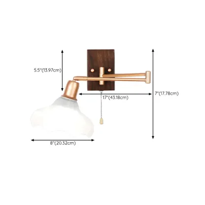 Modern Swing Arm Wall Light with White Glass Shade Image - 25