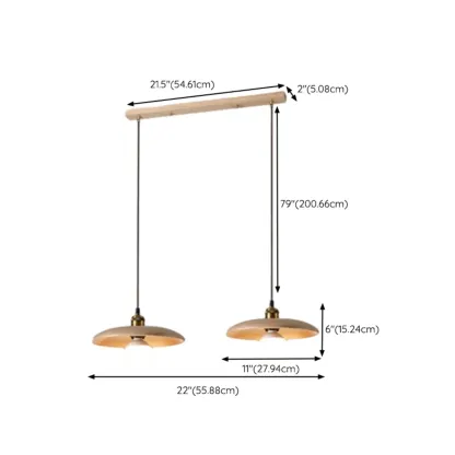 Modern Rustic Wood Round Adjustable Island Light for Dining Area #size