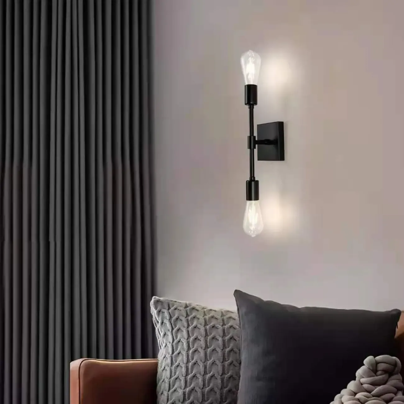 Rustic Industrial Symmetrical Wall Vanity Light Fixture Image - 2