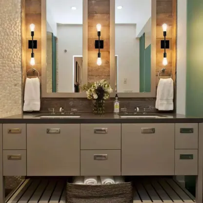 Rustic Industrial Symmetrical Wall Vanity Light Fixture Image - 1