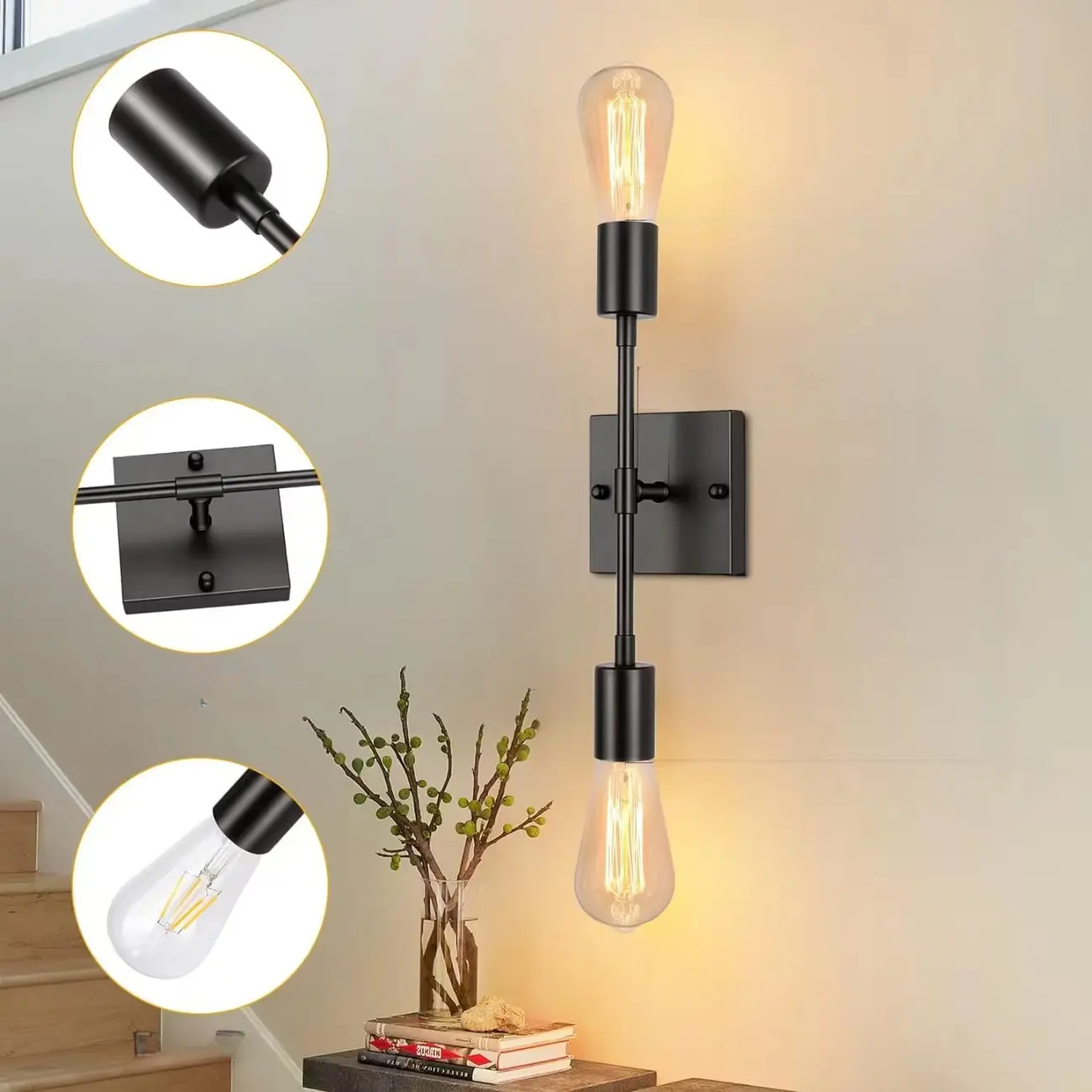 Rustic Industrial Symmetrical Wall Vanity Light Fixture Image - 4 | homeyfad