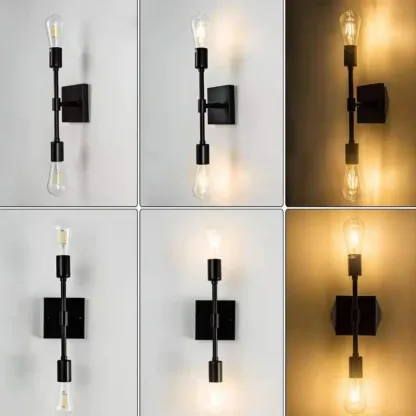 Rustic Industrial Symmetrical Wall Vanity Light Fixture Image - 11