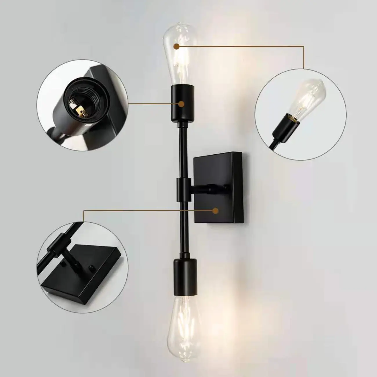 Rustic Industrial Symmetrical Wall Vanity Light Fixture Image - 13 | homeyfad