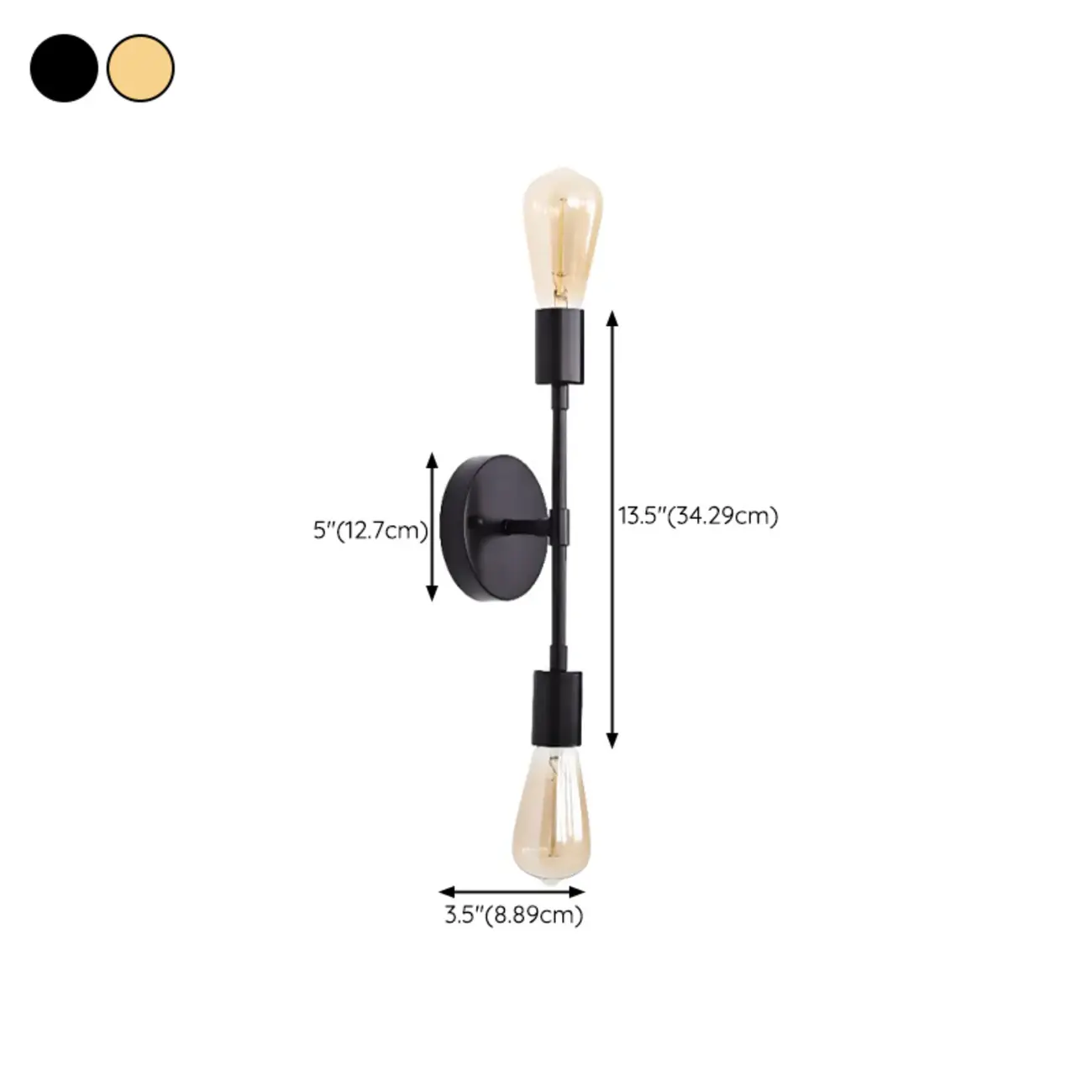 Industrial Black Metal Up Down Vanity Wall Light #size