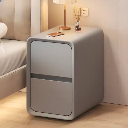 Modern Cream Finish Nightstand with Storage Drawers Image - 3