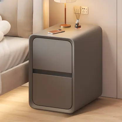 Modern Cream Finish Nightstand with Storage Drawers Image - 4