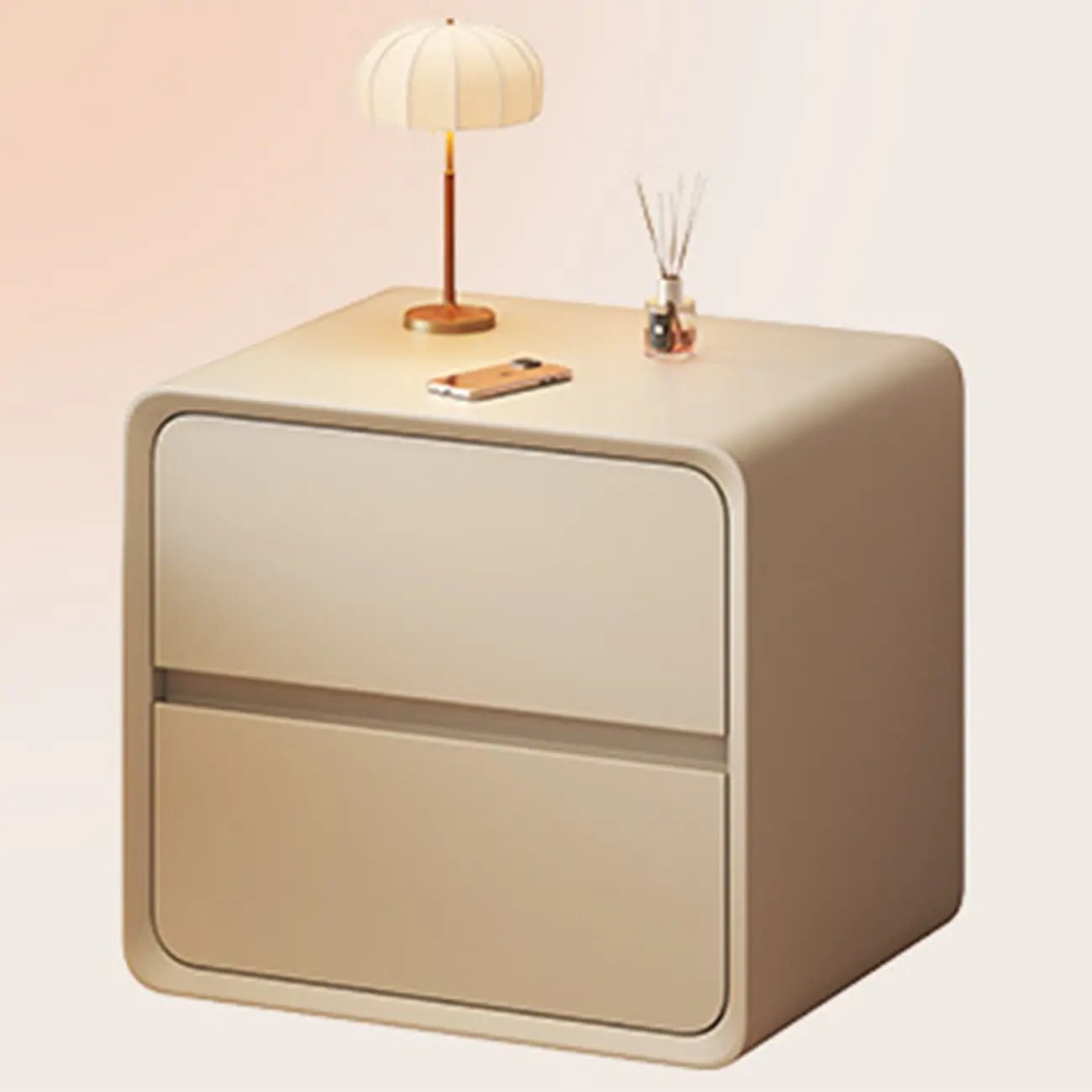 Modern Cream Finish Nightstand with Storage Drawers Image - 8 | homeyfad