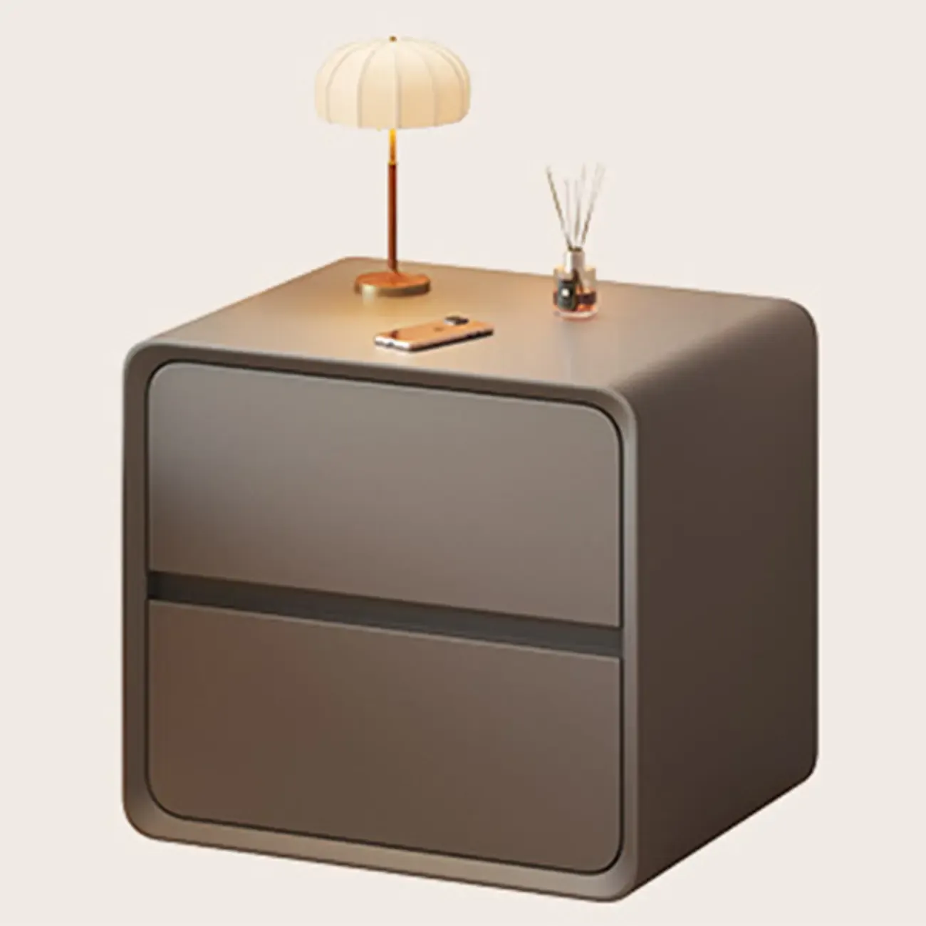 Modern Cream Finish Nightstand with Storage Drawers Image - 10