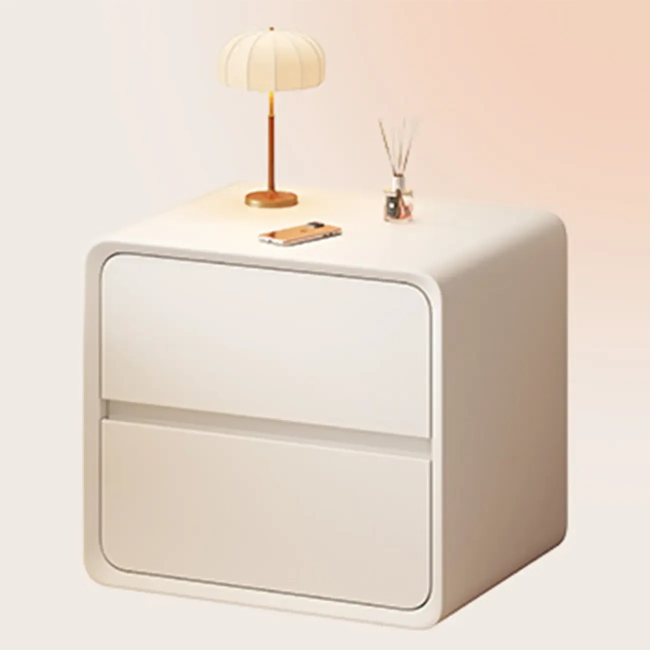 Modern Cream Finish Nightstand with Storage Drawers Image - 7