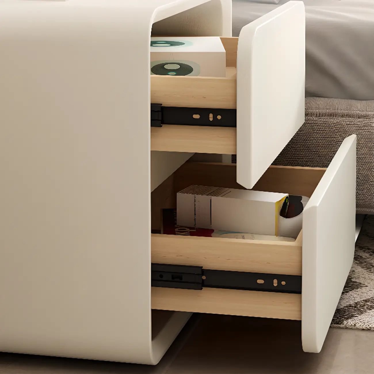 Modern Cream Finish Nightstand with Storage Drawers Image - 13 | homeyfad