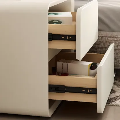 Modern Cream Finish Nightstand with Storage Drawers Image - 13