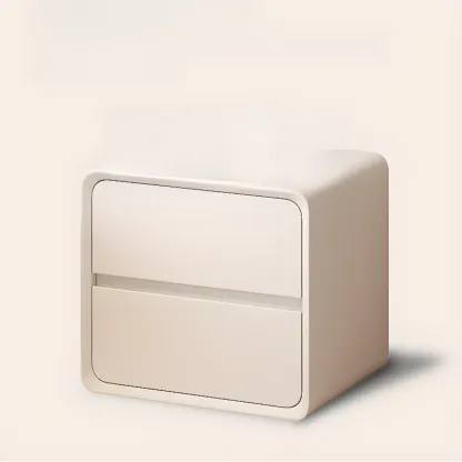 Modern Cream Finish Nightstand with Storage Drawers Image - 16