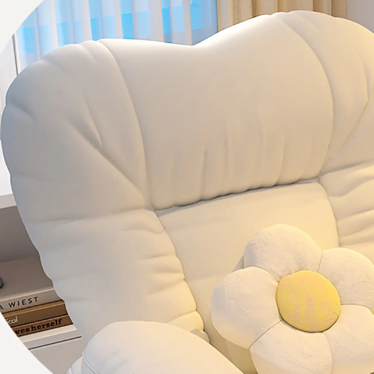 Stylish Off-White Fabric Adjustable Swivel Office Chair Image - 2 | homeyfad
