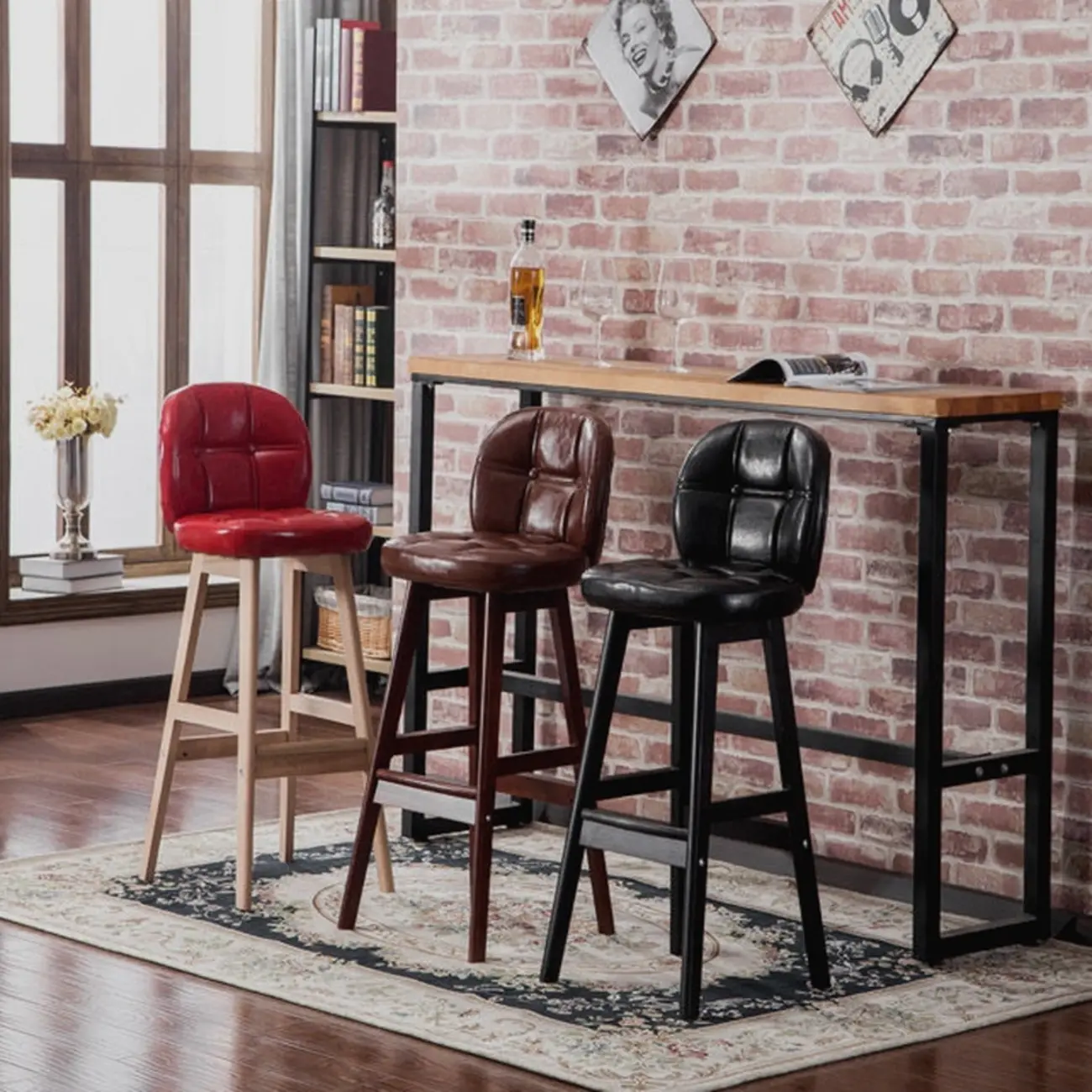 Elegant Low Back Bucket Faux Leather Bar Stool Image - 2 | homeyfad