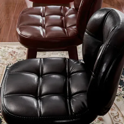 Elegant Low Back Bucket Faux Leather Bar Stool Image - 4