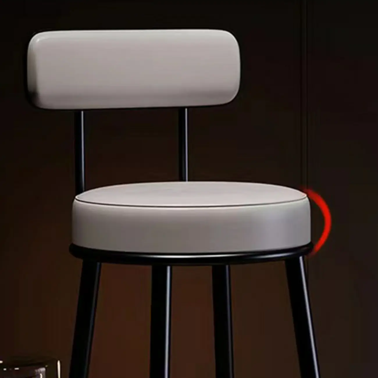 Modern Round Iron Open-Back Upholstered Bar Stool Image - 6 | homeyfad
