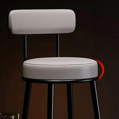 Modern Round Iron Open-Back Upholstered Bar Stool Image - 6
