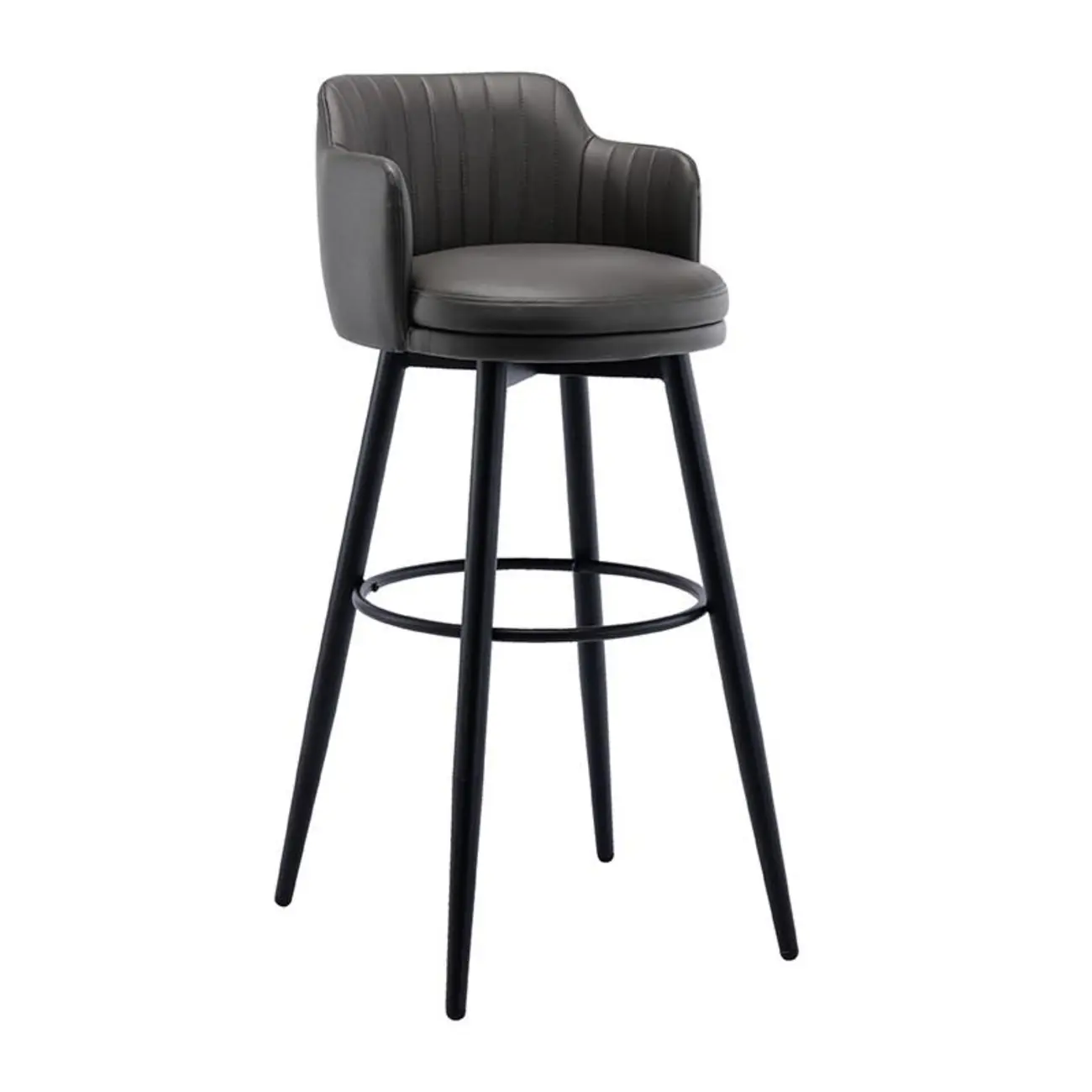 Modern Round Upholstered Curved Back Bistro Swivel Bar Stool Image - 5 | homeyfad
