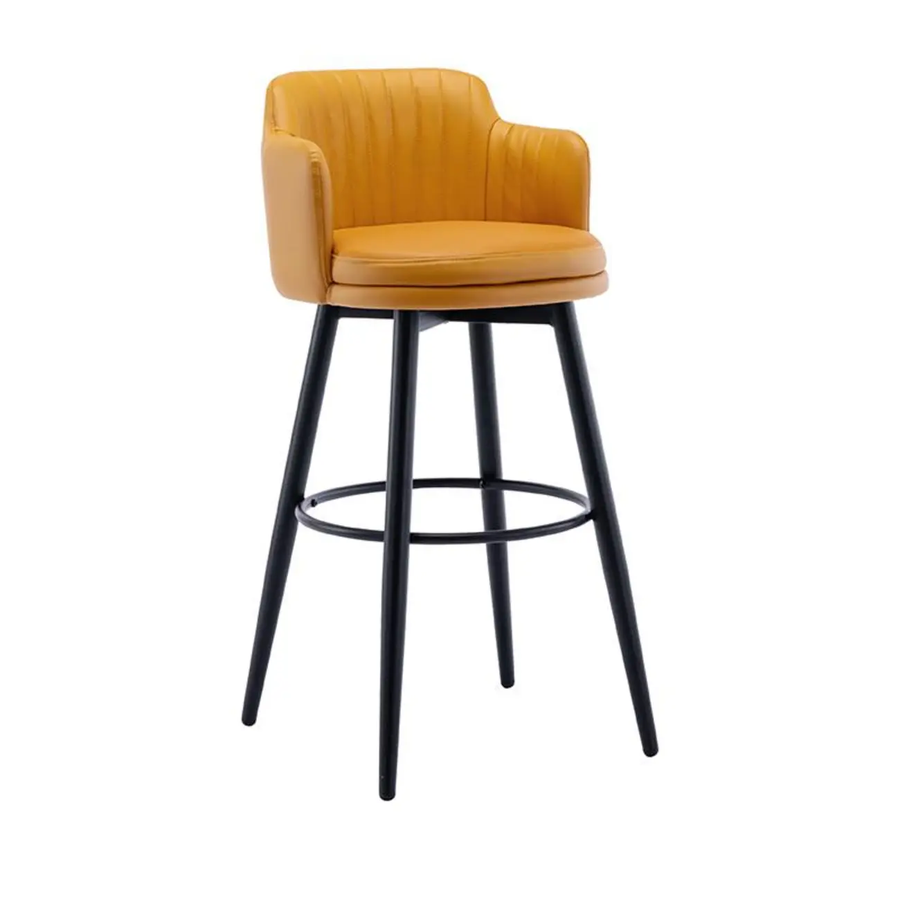 Modern Round Upholstered Curved Back Bistro Swivel Bar Stool Image - 6 | homeyfad