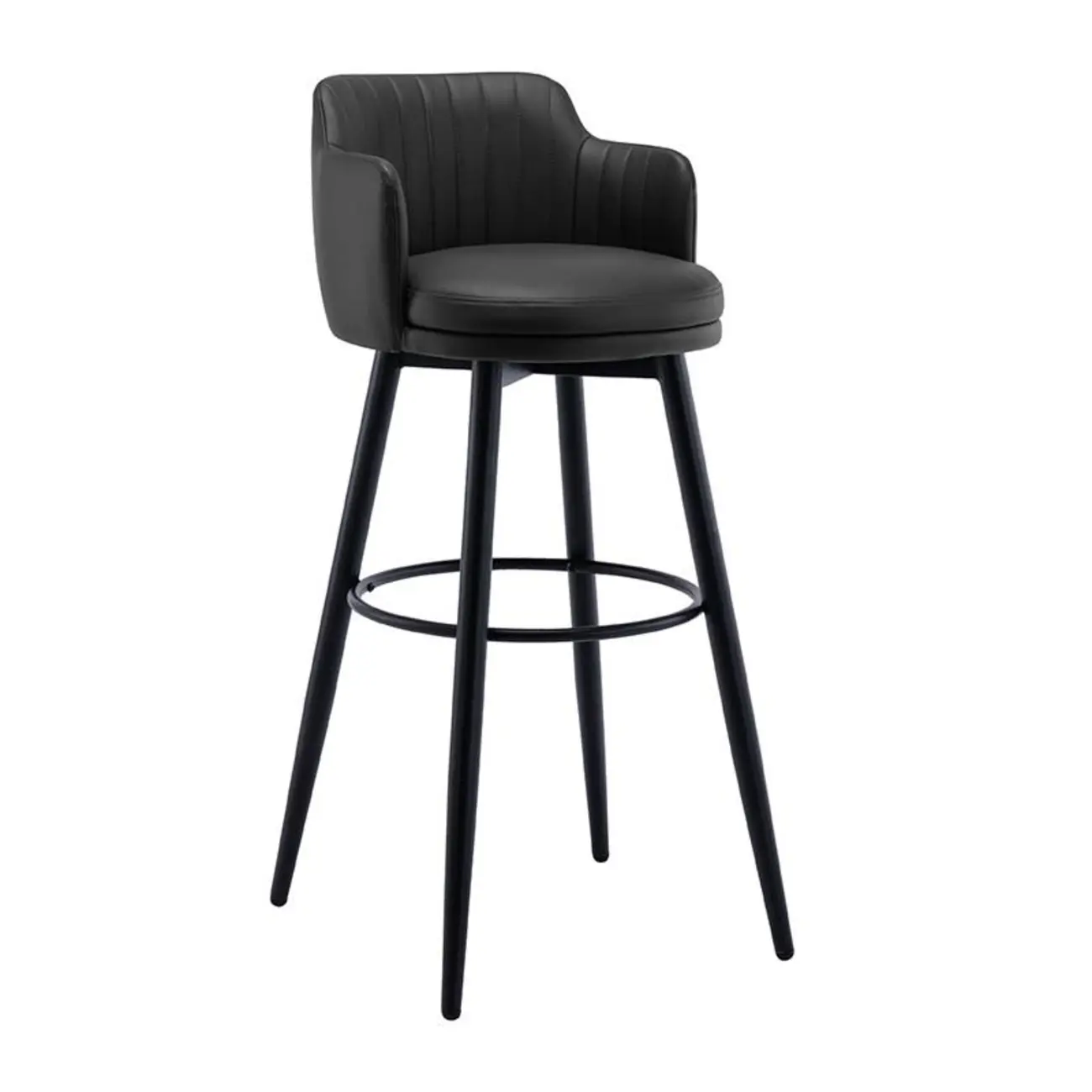 Modern Round Upholstered Curved Back Bistro Swivel Bar Stool Image - 8 | homeyfad