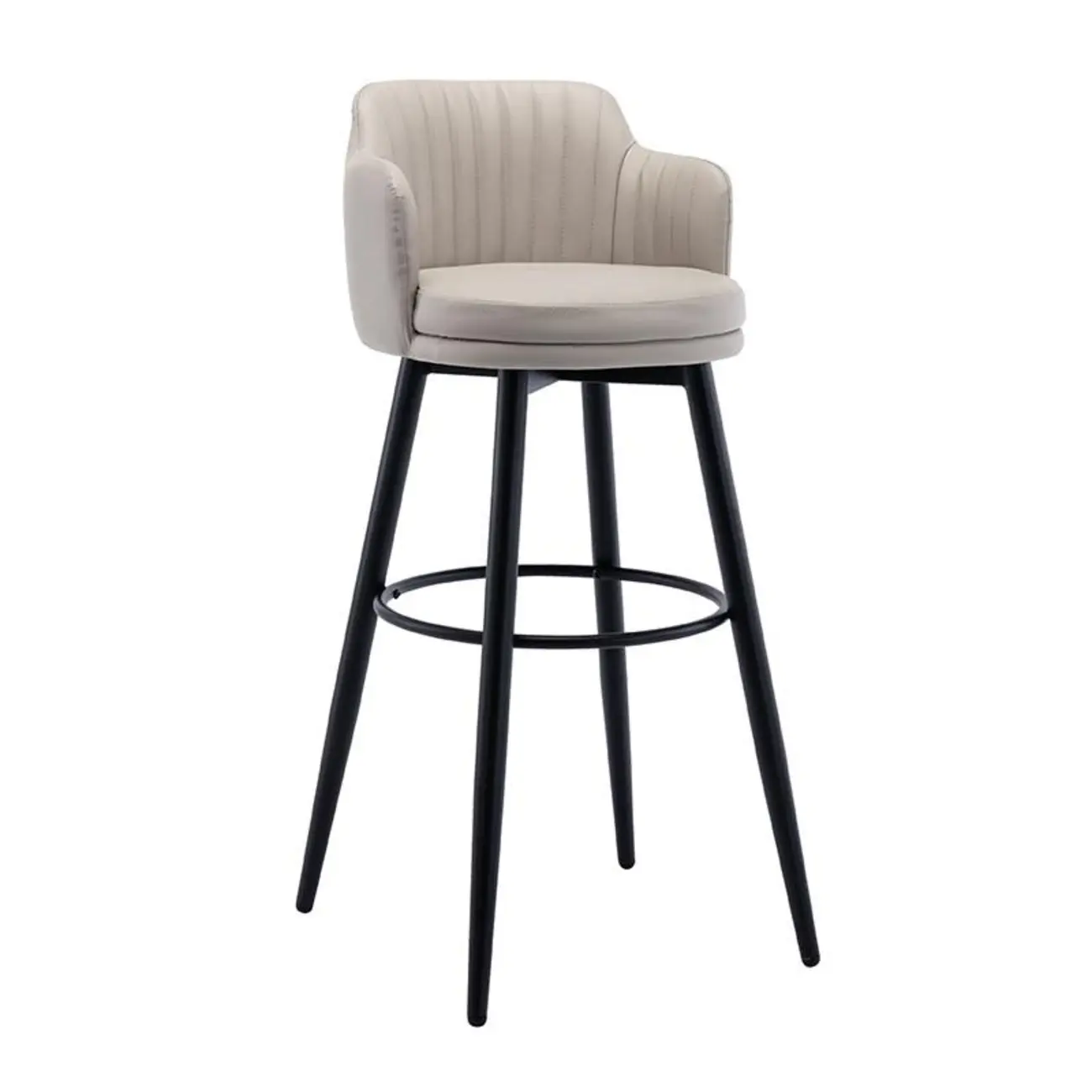 Modern Round Upholstered Curved Back Bistro Swivel Bar Stool Image - 9 | homeyfad