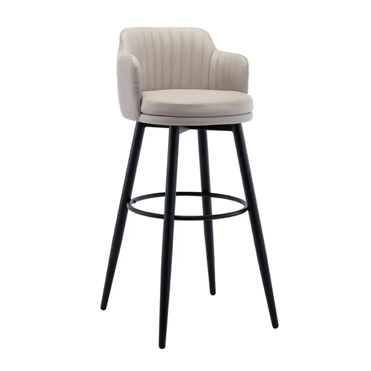 Modern Round Upholstered Curved Back Bistro Swivel Bar Stool Image - 9