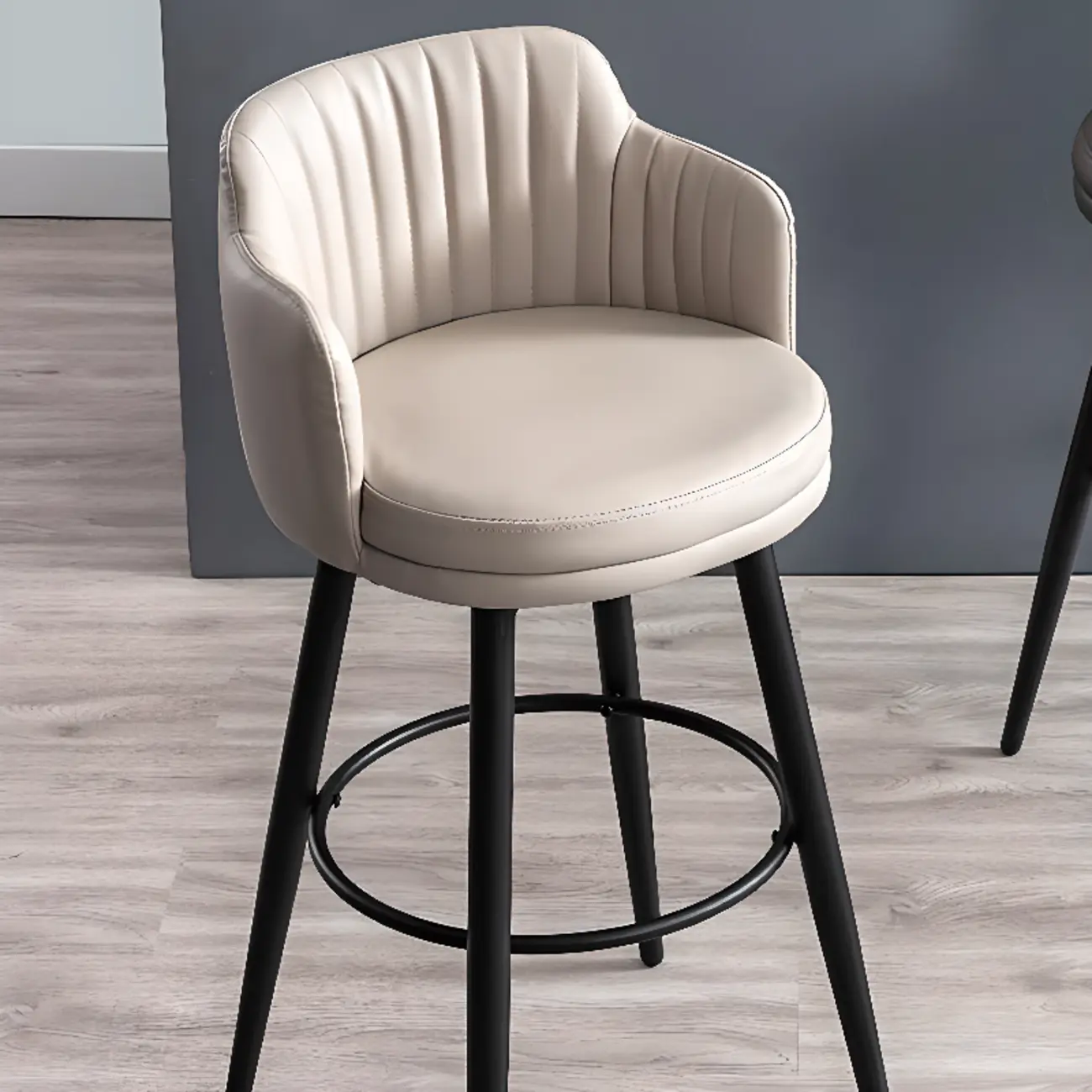 Modern Round Upholstered Curved Back Bistro Swivel Bar Stool Image - 11 | homeyfad