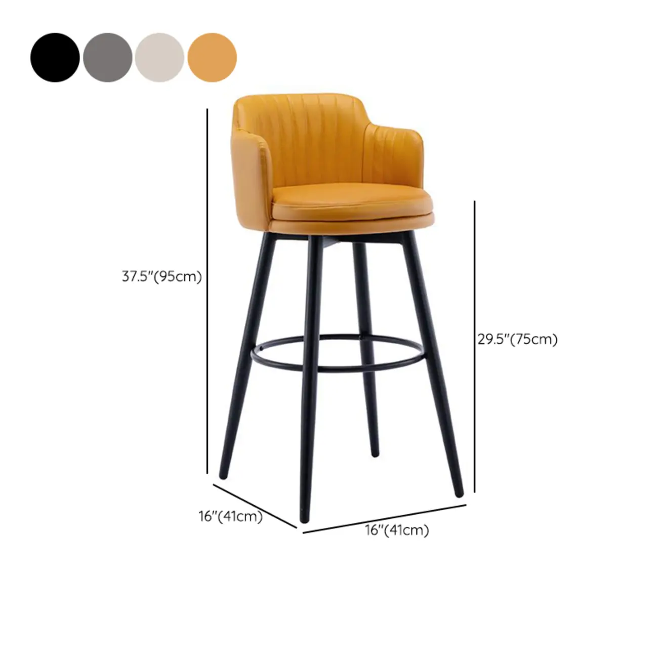 Modern Round Upholstered Curved Back Bistro Swivel Bar Stool Image - 14 | homeyfad