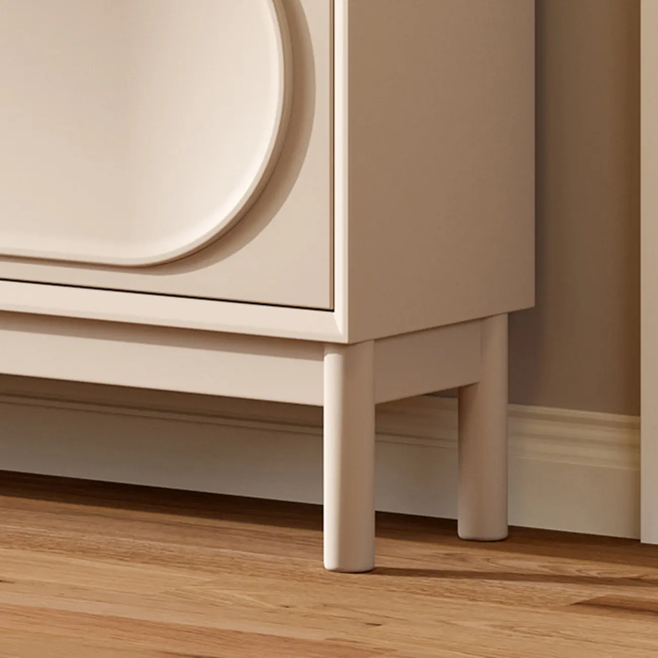 Cream Wooden Drop Front Shoe Cabinet with 3 Drawers Image - 8 | homeyfad