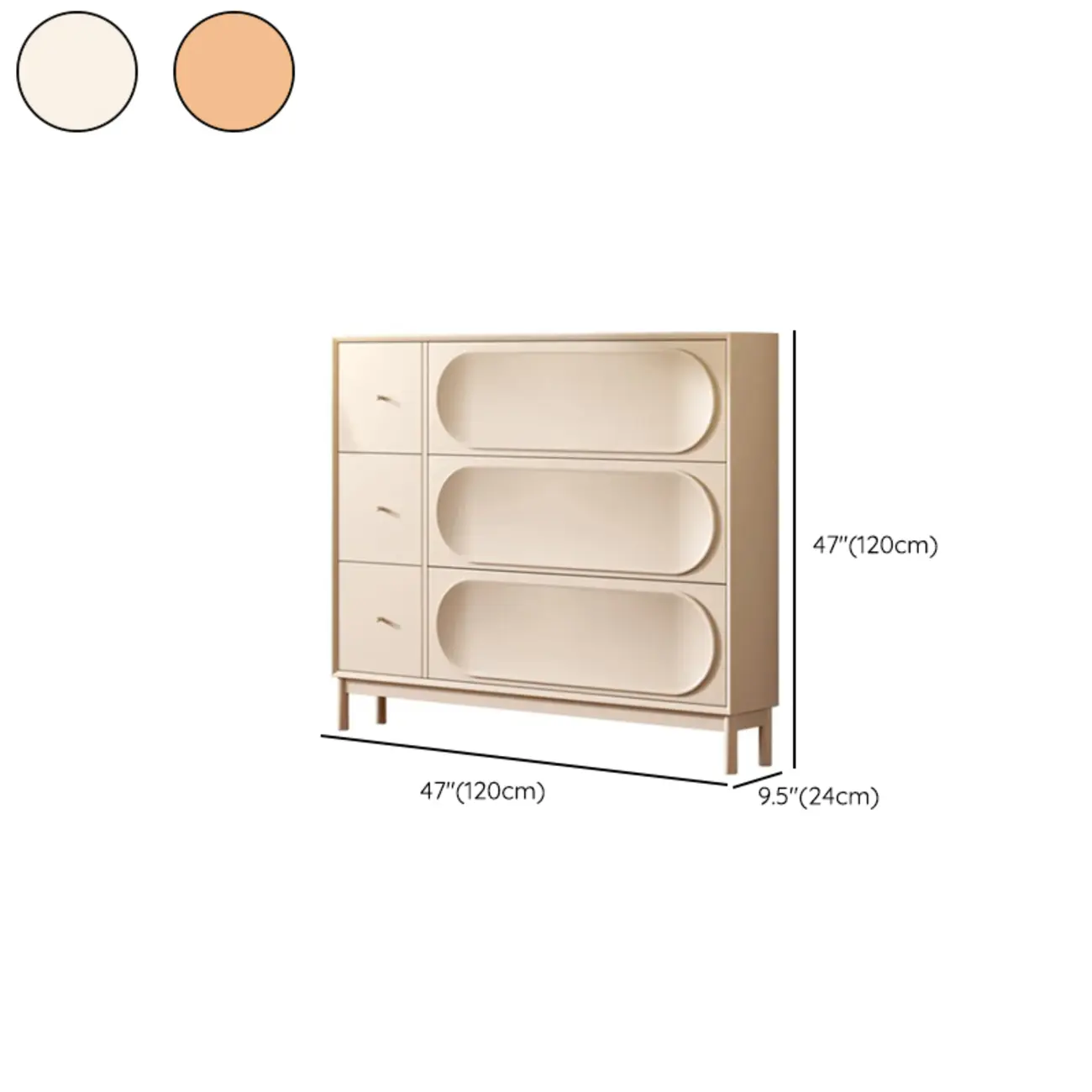 Cream Wooden Drop Front Shoe Cabinet with 3 Drawers Image - 11 | homeyfad