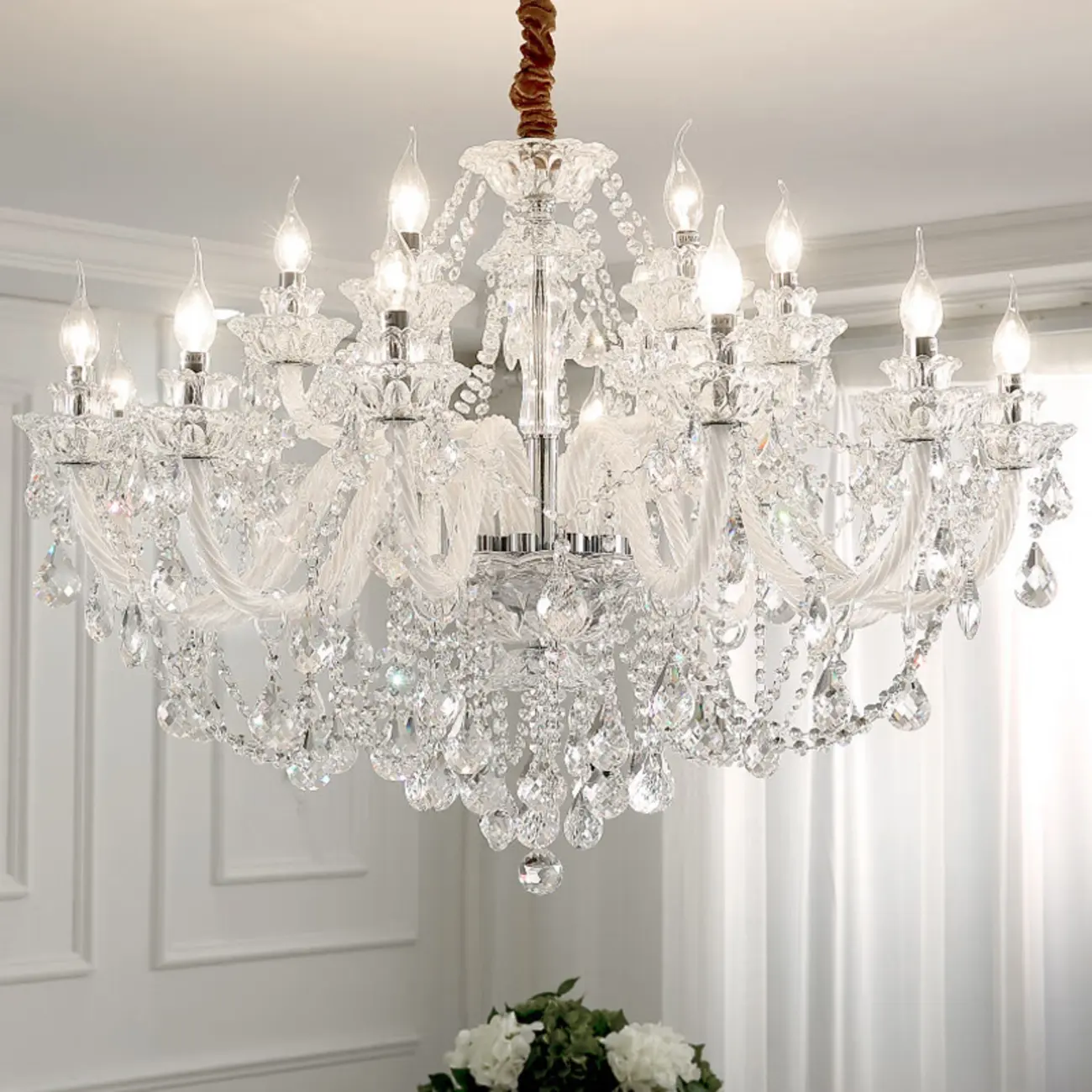 Clear Crystal Glass Beads Classic Elegant Chandelier Image - 1 | homeyfad