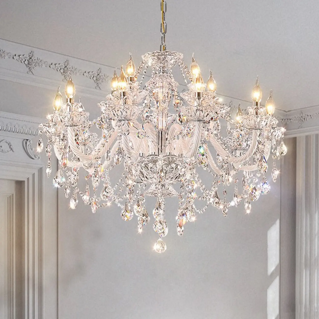 Clear Crystal Glass Beads Classic Elegant Chandelier Image - 2 | homeyfad