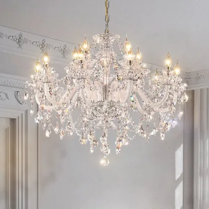 Clear Crystal Glass Beads Classic Elegant Chandelier Image - 2