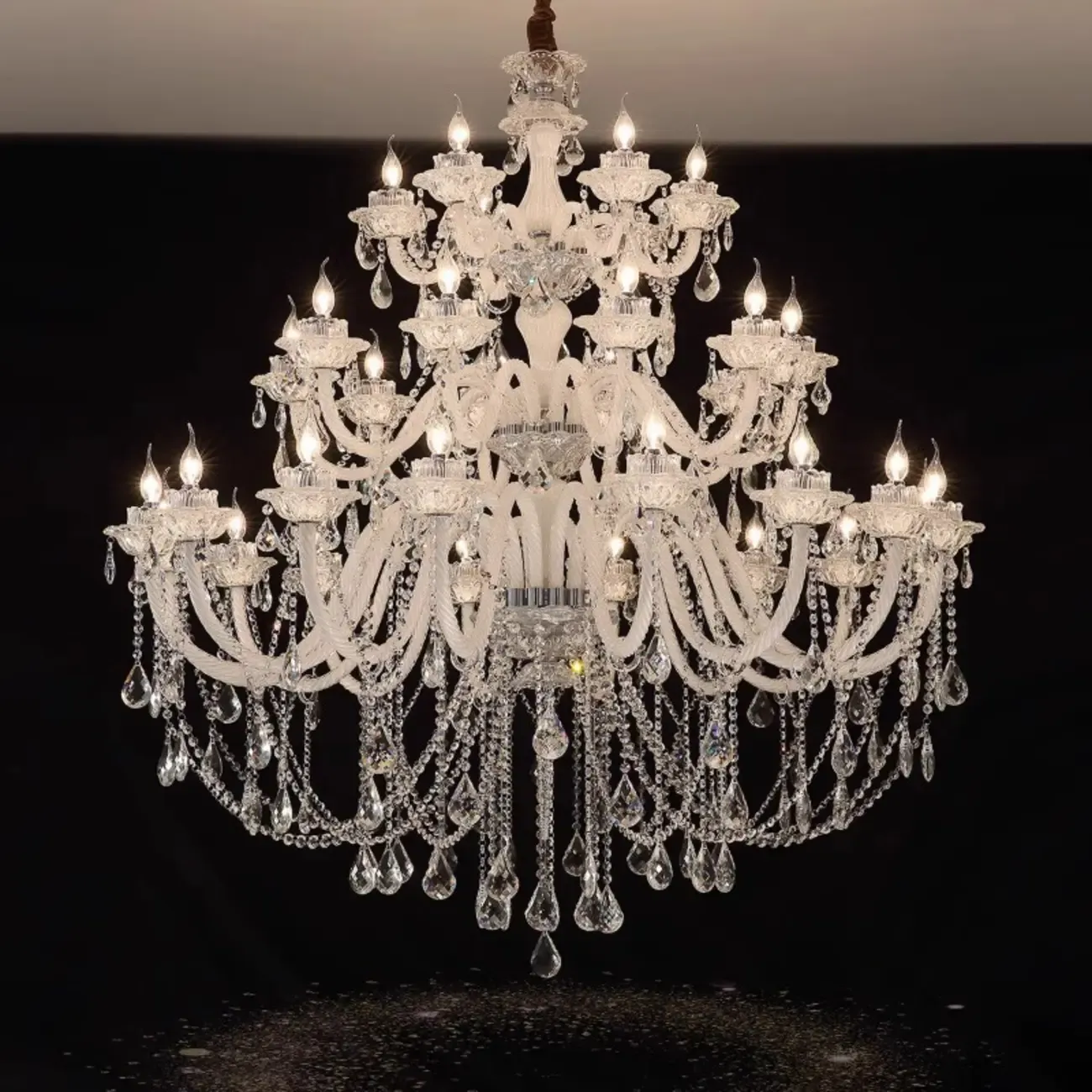 Clear Crystal Glass Beads Classic Elegant Chandelier Image - 3