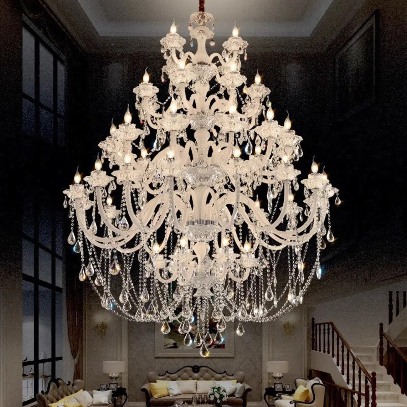 Clear Crystal Glass Beads Classic Elegant Chandelier Image - 4 | homeyfad