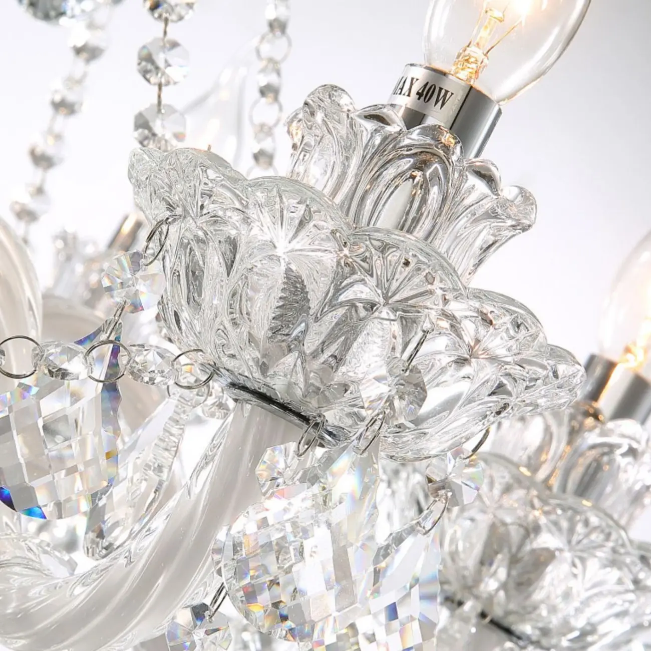 Clear Crystal Glass Beads Classic Elegant Chandelier Image - 7 | homeyfad