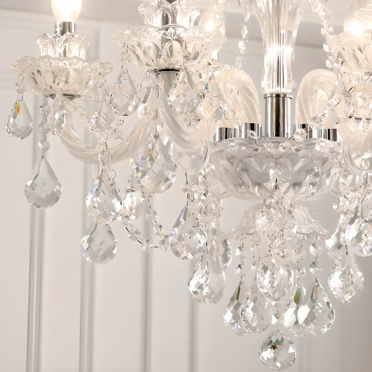 Clear Crystal Glass Beads Classic Elegant Chandelier Image - 8