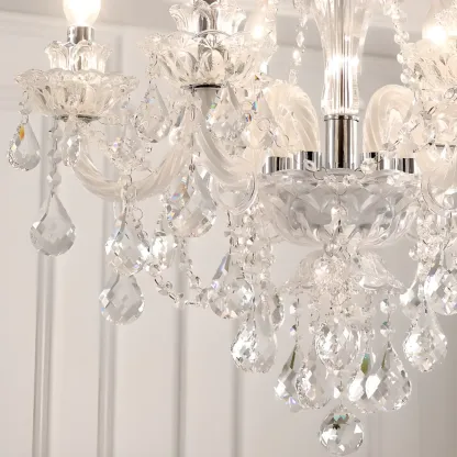 Clear Crystal Glass Beads Classic Elegant Chandelier Image - 8