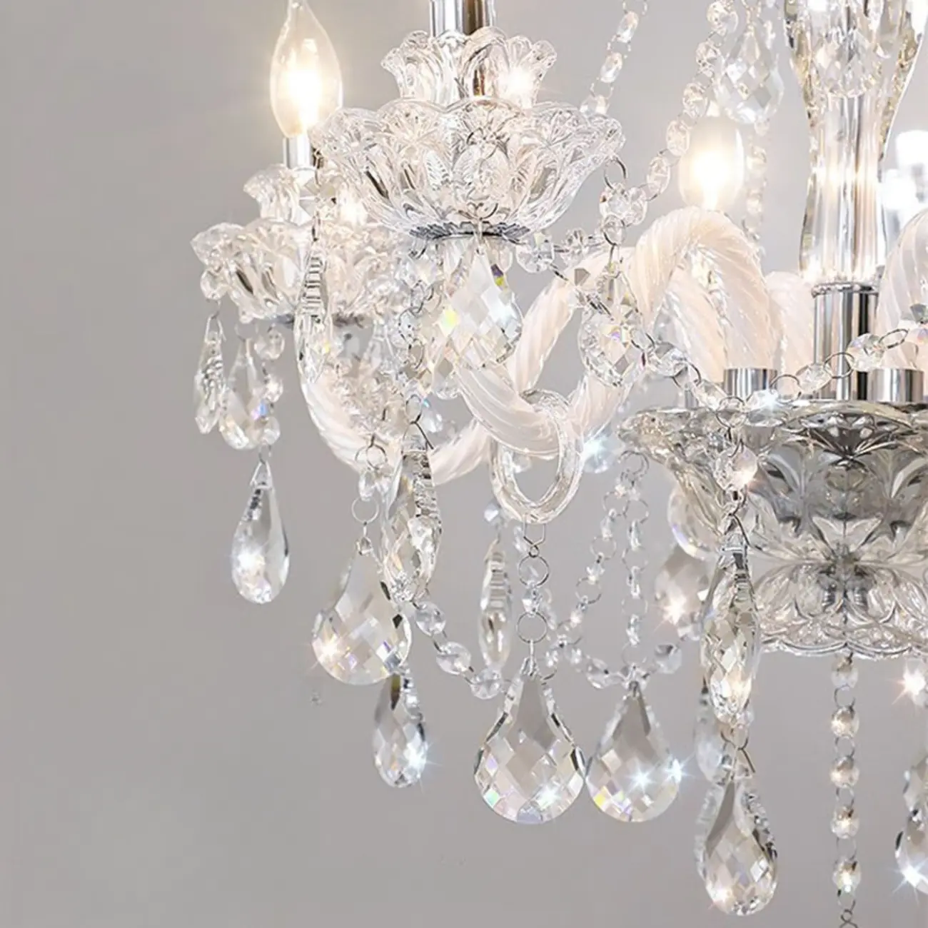 Clear Crystal Glass Beads Classic Elegant Chandelier Image - 11 | homeyfad