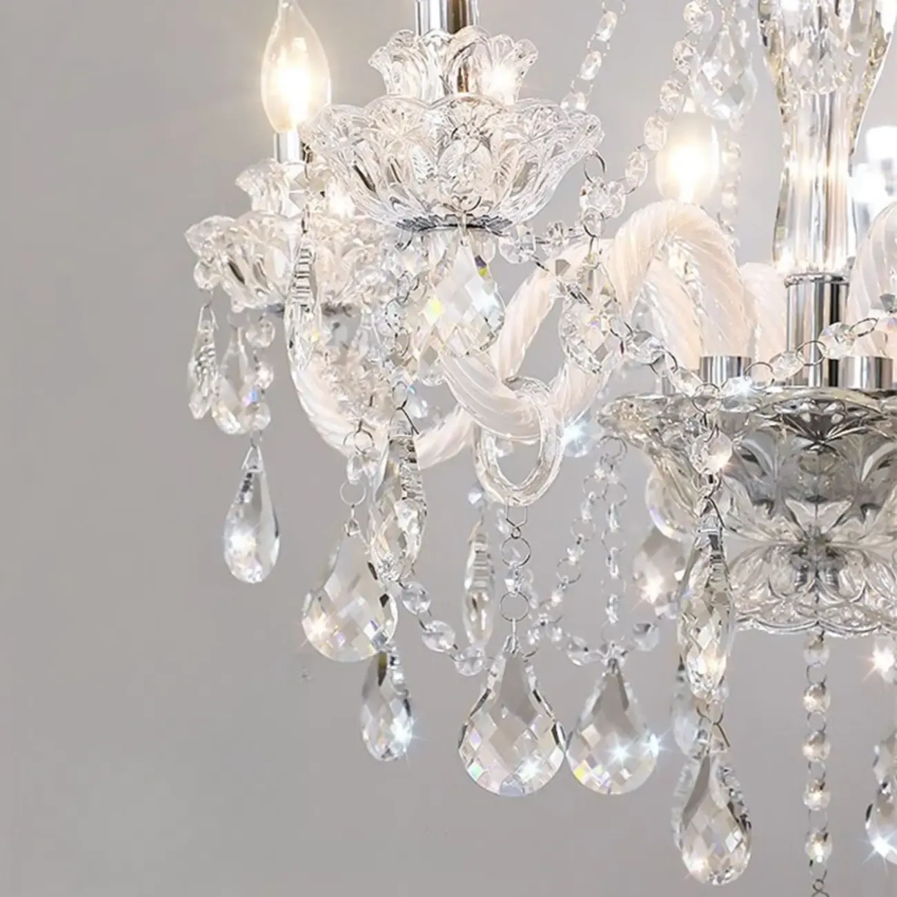 Clear Crystal Glass Beads Classic Elegant Chandelier Image - 11