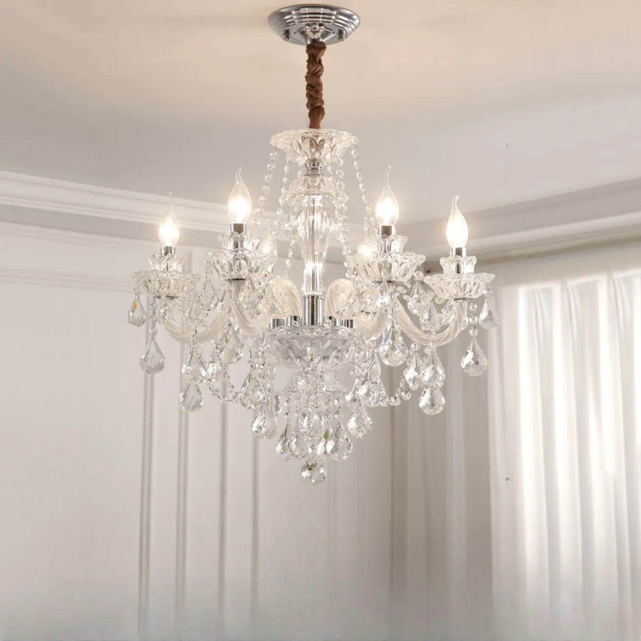 Clear Crystal Glass Beads Classic Elegant Chandelier Image - 12 | homeyfad