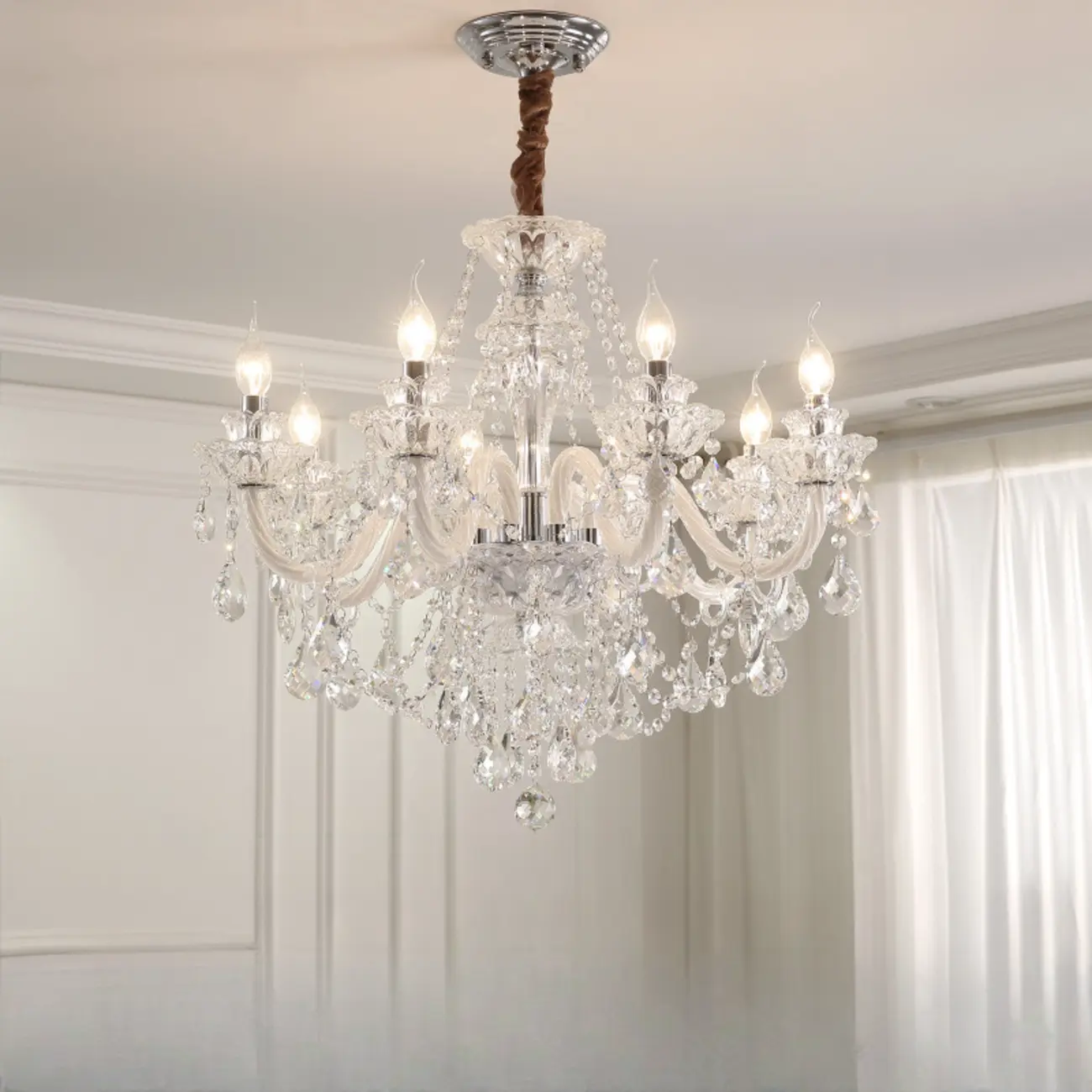 Clear Crystal Glass Beads Classic Elegant Chandelier Image - 13 | homeyfad