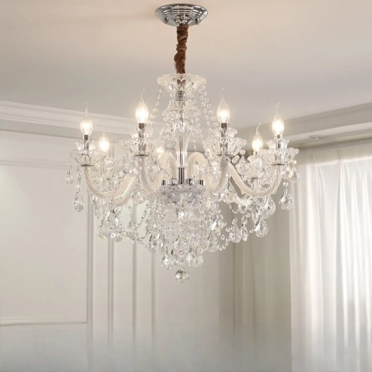 Clear Crystal Glass Beads Classic Elegant Chandelier Image - 13