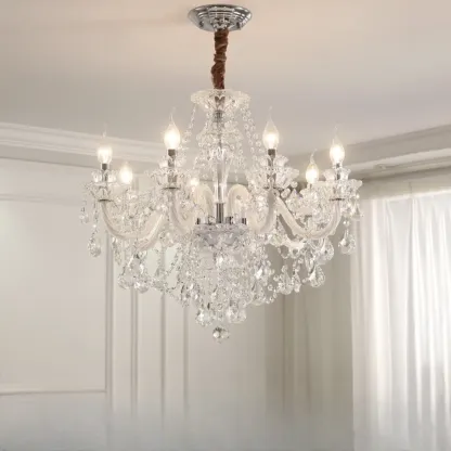 Clear Crystal Glass Beads Classic Elegant Chandelier Image - 13