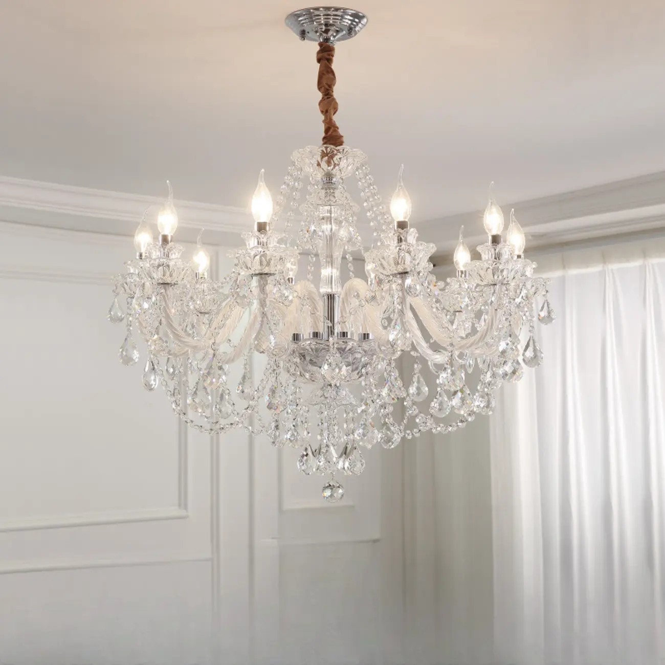 Clear Crystal Glass Beads Classic Elegant Chandelier Image - 14 | homeyfad