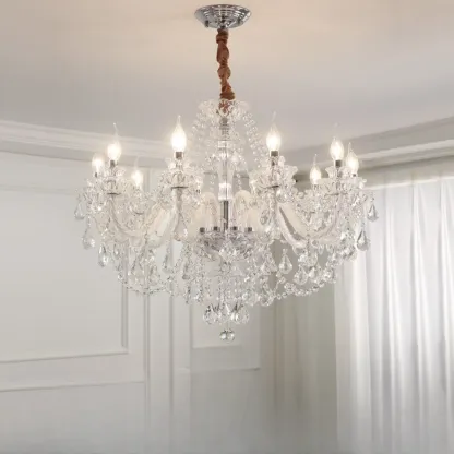 Clear Crystal Glass Beads Classic Elegant Chandelier Image - 14
